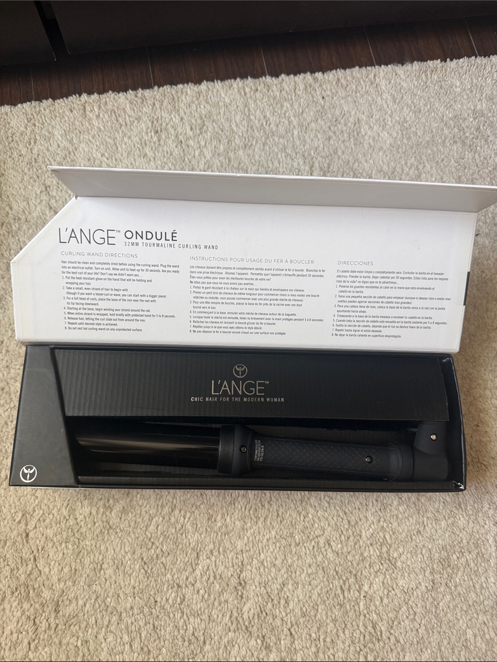 L'ANGE Ondulé 32mm Tourmaline Curling Wand - Black